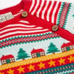 Strick-Strampler "Weihnachten" rot-weiß 68