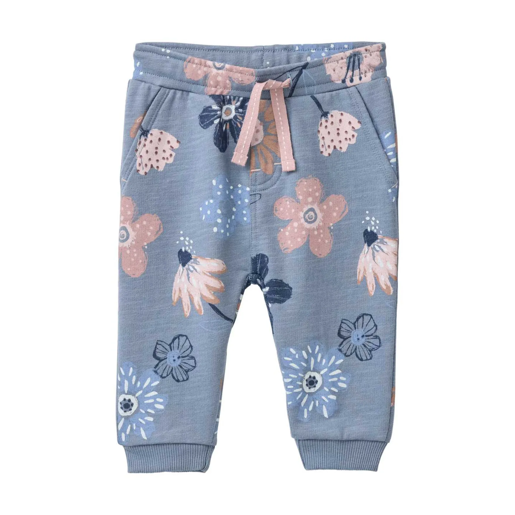Sweat-Hose "große Herbstblumen" rauchblau86/92
