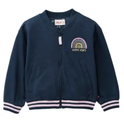 Sweatjacke "Happy Vibes" dunkelblau-rosa 122/128
