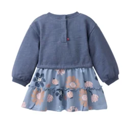 Sweat-Kleid "große Herbstblumen" indigoblau 104