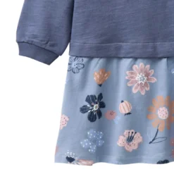 Sweat-Kleid "große Herbstblumen" indigoblau 110