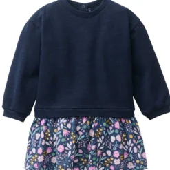 Sweat-Kleid "Herbstblüten" indigoblau 62/68