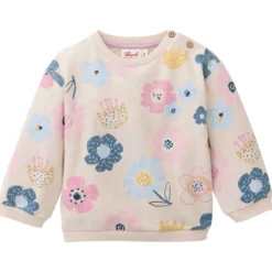 Sweat-Pullover "Große Blumen" hellbeige 62/68