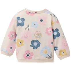 Sweat-Pullover "Große Blumen" hellbeige 62/68