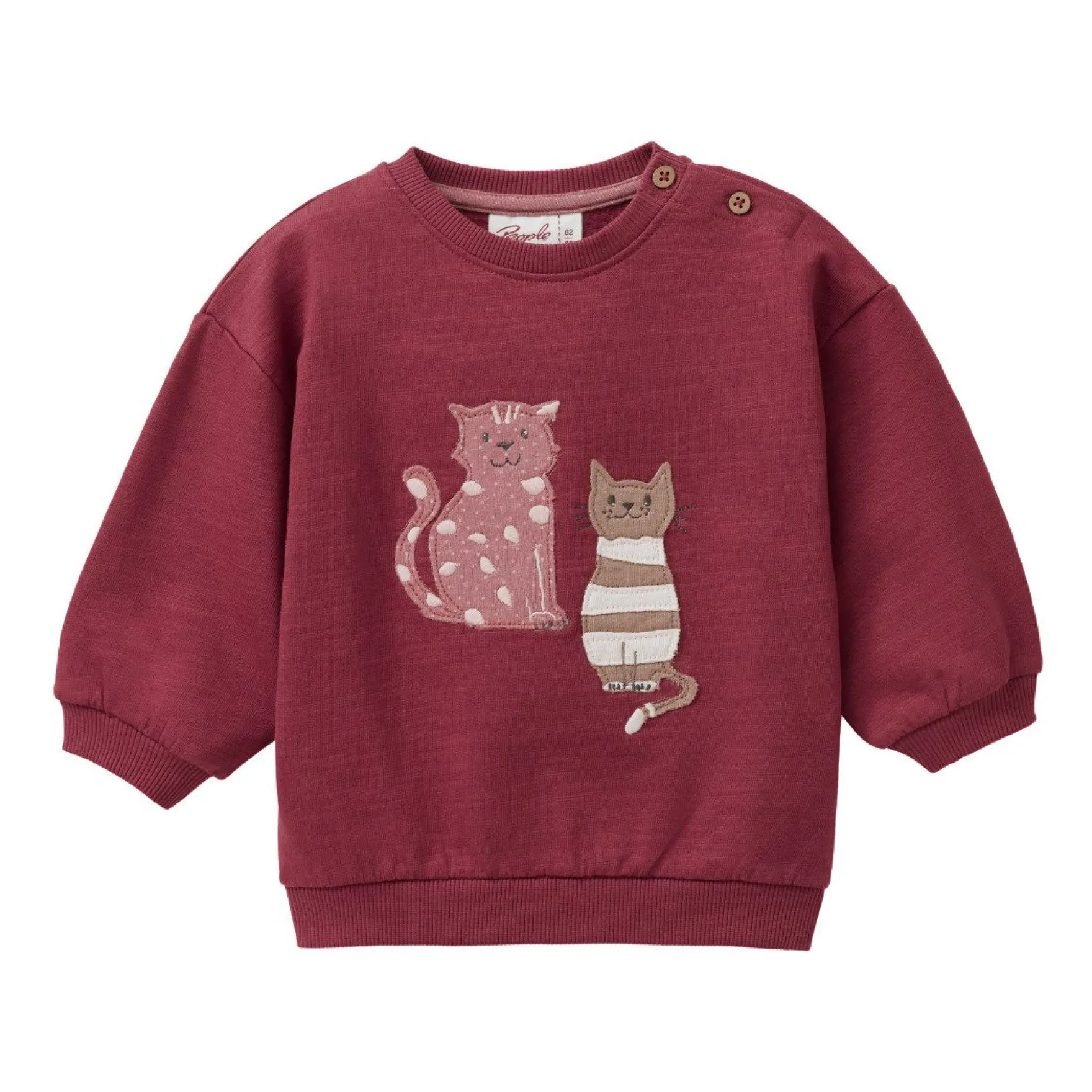 Sweat-Pullover "Katze" bordeaux 62/68
