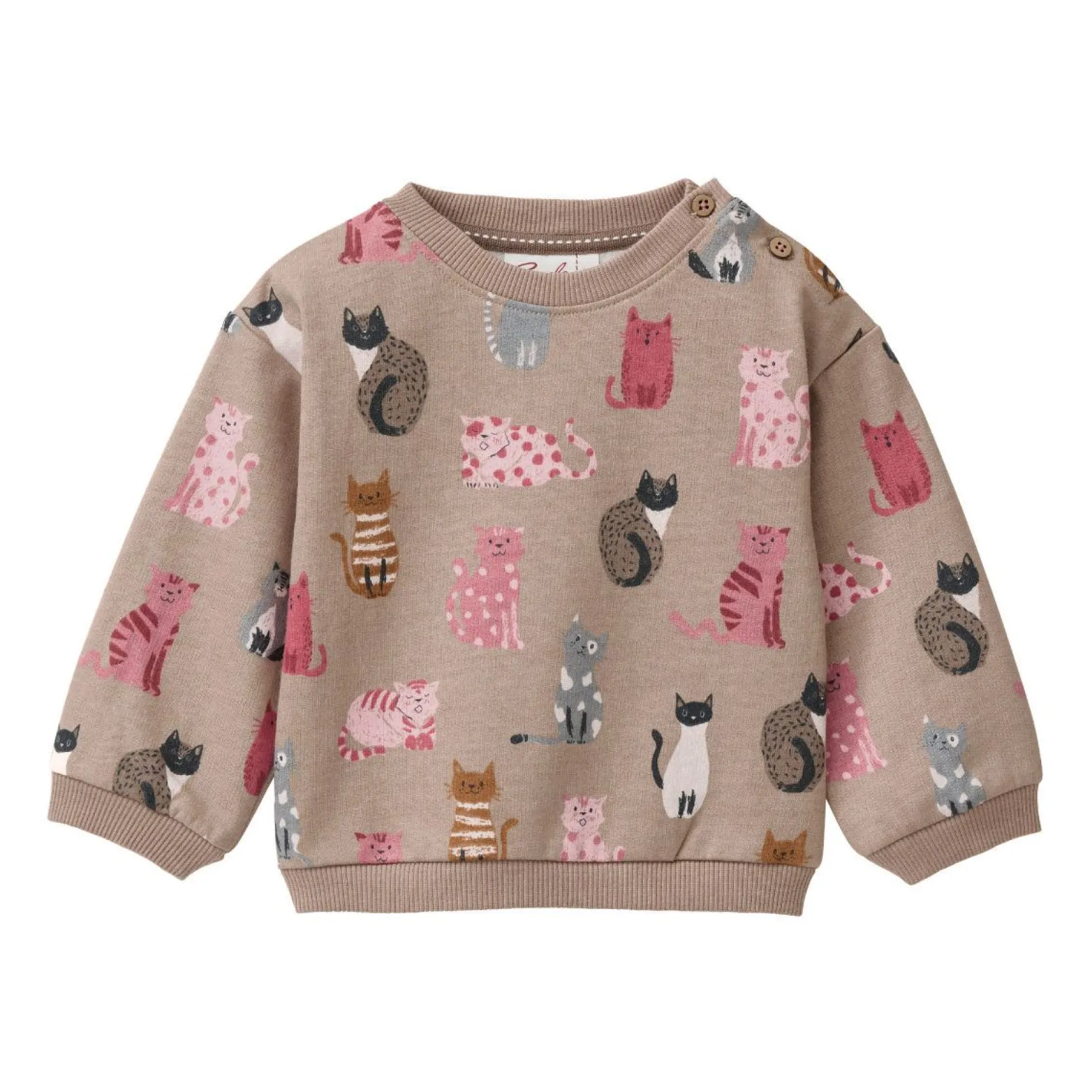 Sweat-Pullover "Katze" taupe 86/92