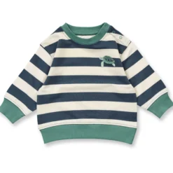 Sweatshirt dunkelpetrol gestreift 74