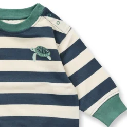 Sweatshirt dunkelpetrol gestreift 74
