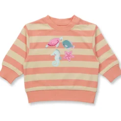 Sweatshirt "Meerestiere" pfirsich-sand gestreift 92