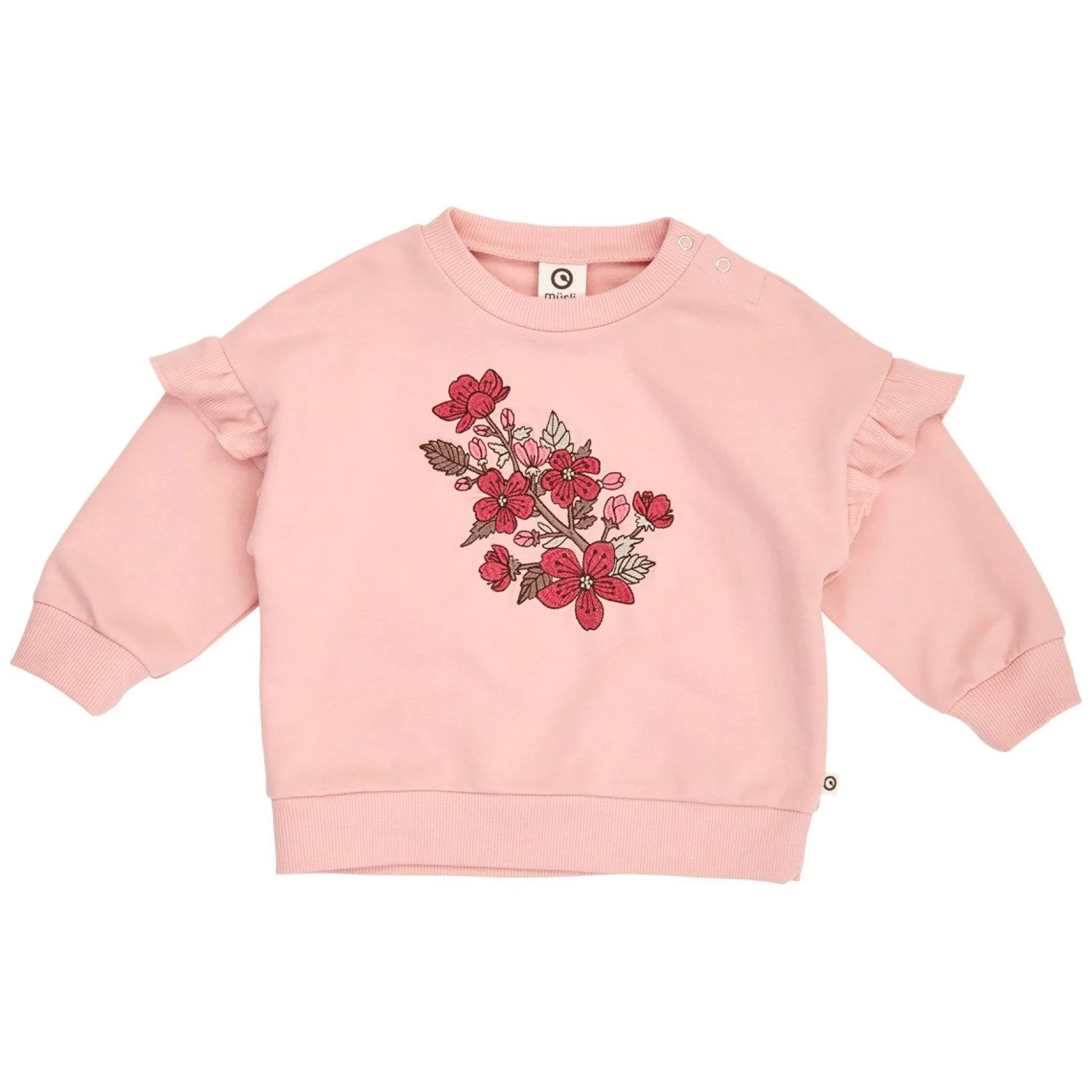 Sweatshirt mit Blumenstickerei und Rüschen baby blush 80