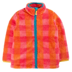 Teddy-Fleece Jacke pink kariert 116