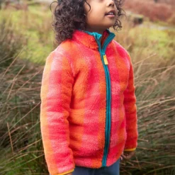 Teddy-Fleece Jacke pink kariert 116