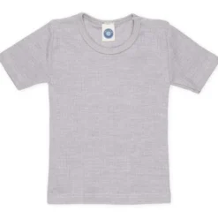 T-Shirt Baumwolle Wolle Seide grau 92