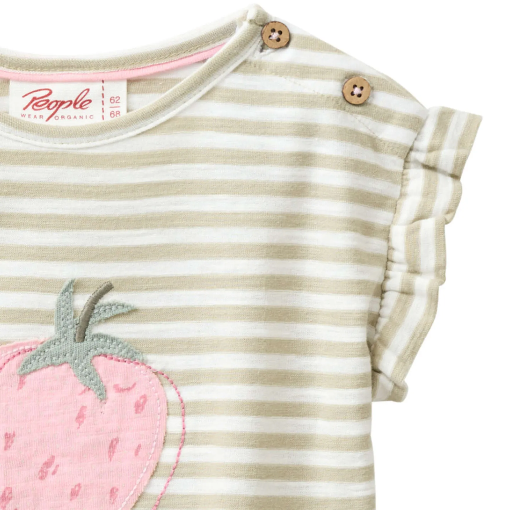T-Shirt "Erdbeere" khaki geringelt 62/68