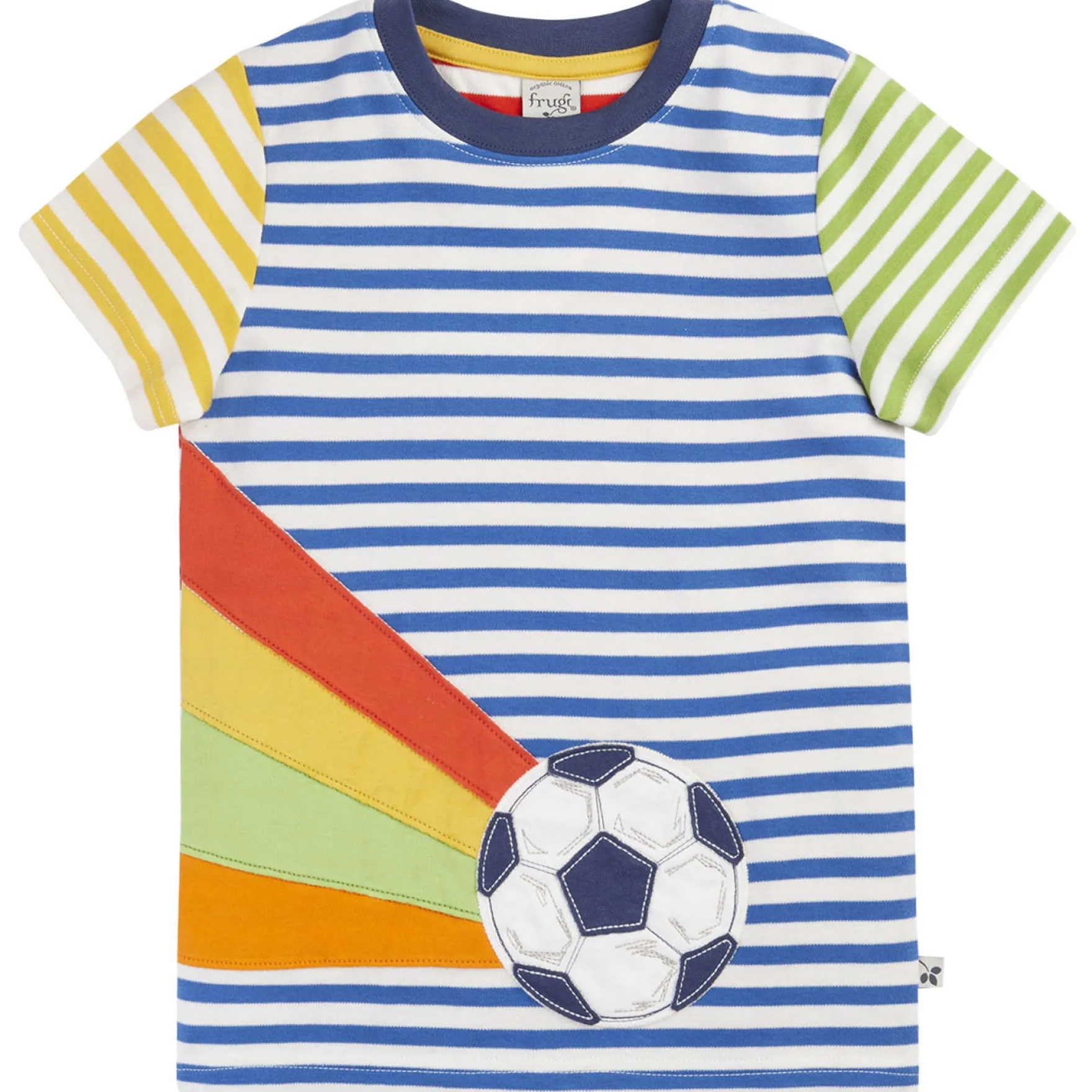 T-Shirt "Fußball" blau gestreift 98