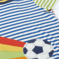 T-Shirt "Fußball" blau gestreift 98