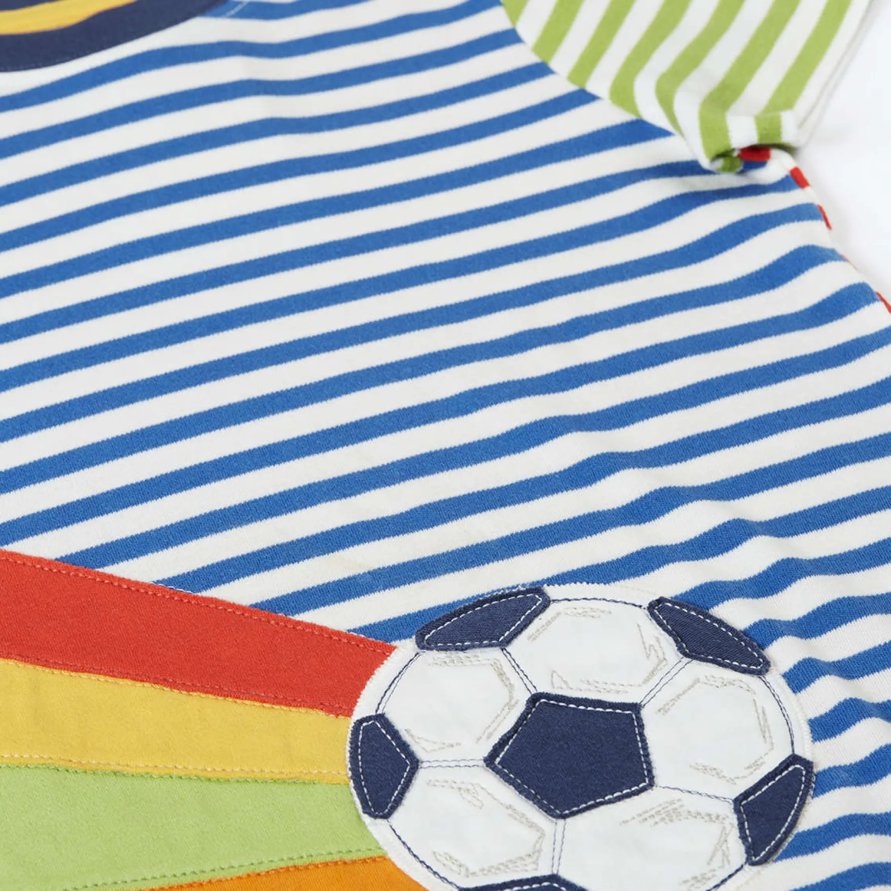 T-Shirt "Fußball" blau gestreift 98