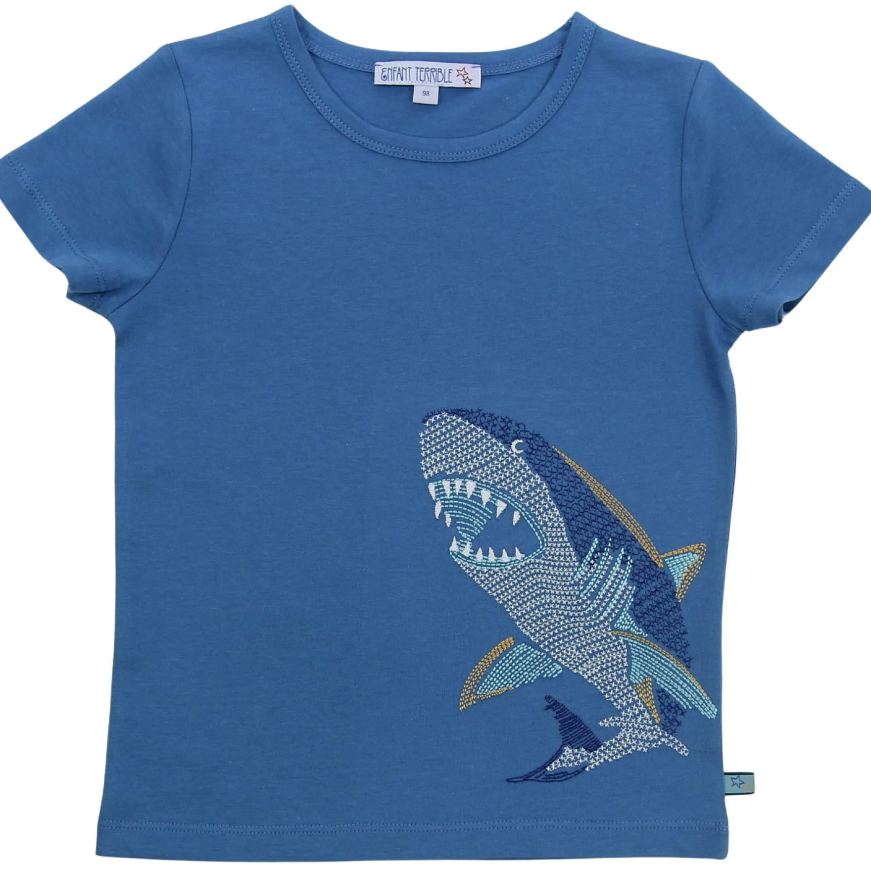 T-Shirt "Haistickerei" jeansblau 98
