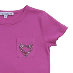 T-Shirt "Herzstickerei" magenta 86/92