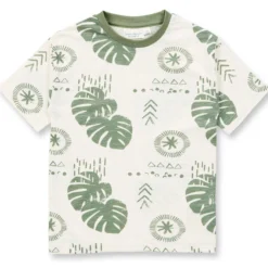 T-Shirt "Leaves" creme-olive 128