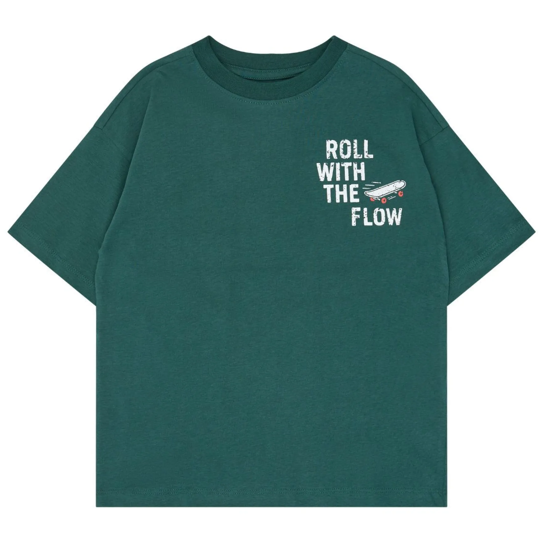 T-Shirt "roll with the flow" grün 122/128