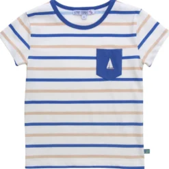 T-Shirt "Segelboot" white-sky gestreift 122/128