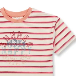 T-Shirt "Summer" pfirsich-natur geringelt 110