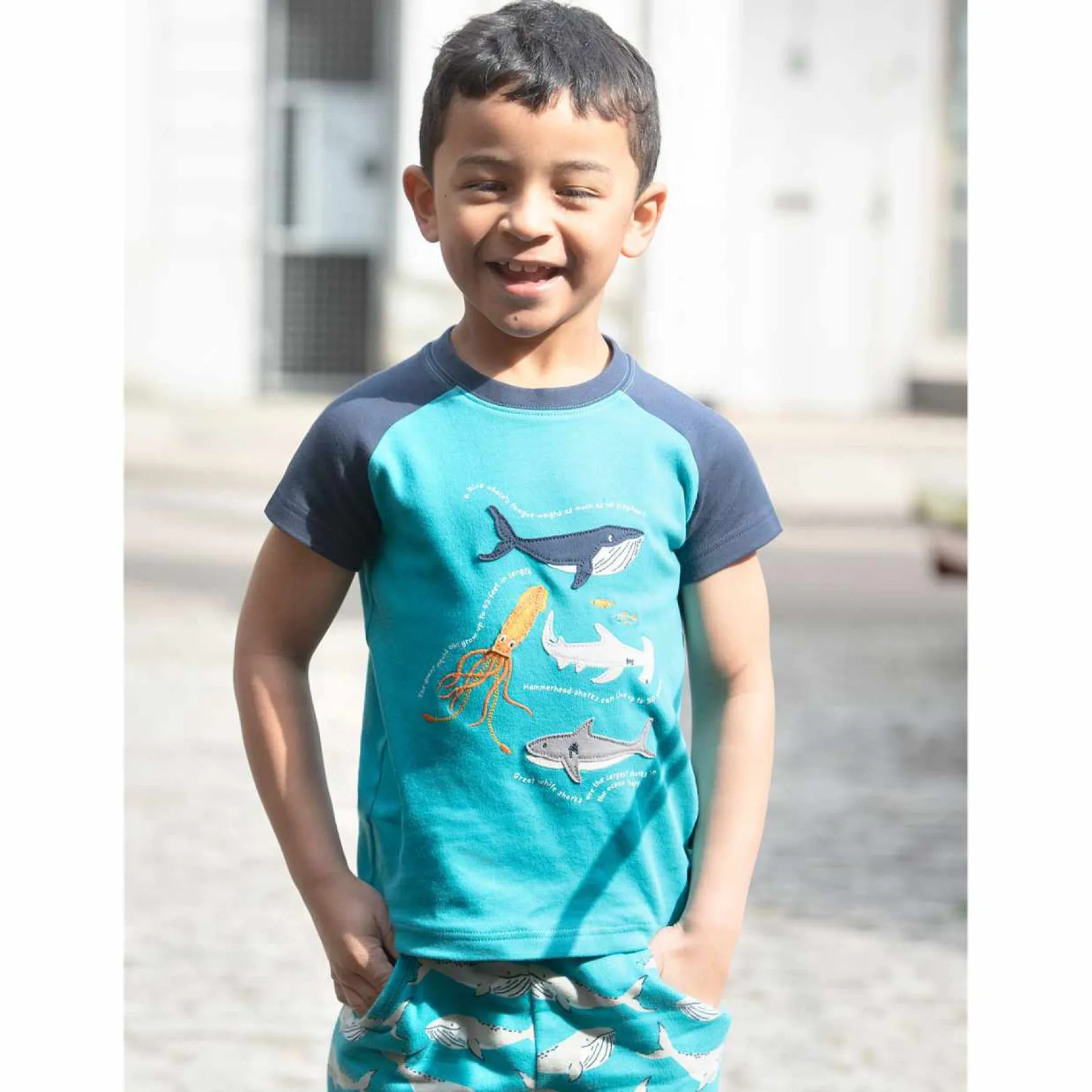 T-Shirt türkisblau "Sea" 86/92