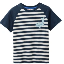 T-Shirt "Wal" dunkelblau-weiß gestreift 98/104