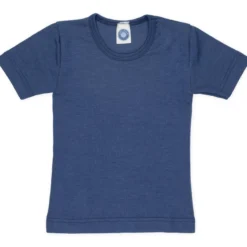 T-Shirt Wolle Seide blau 92