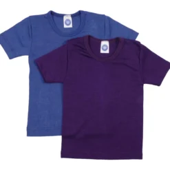 T-Shirt Wolle Seide blau 92