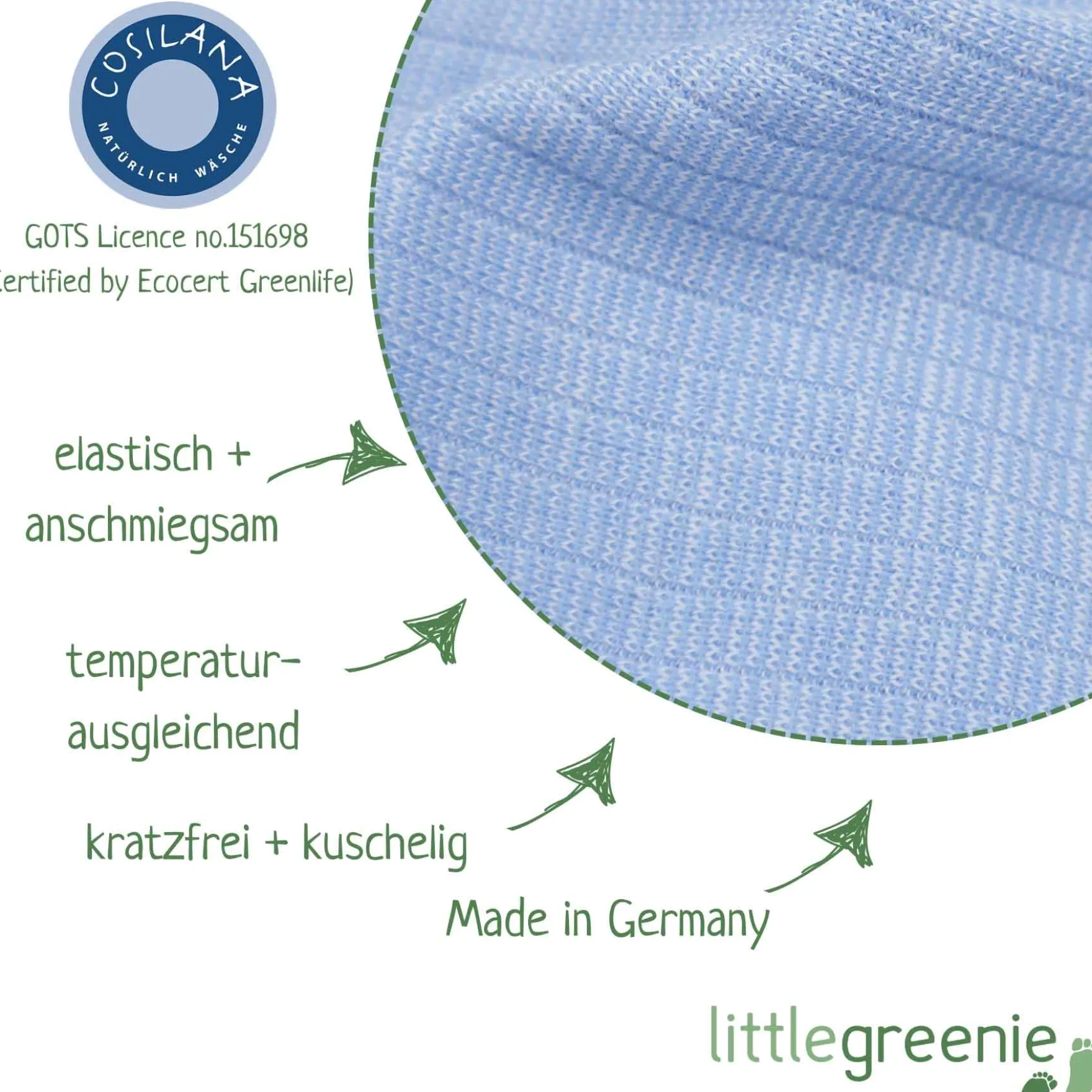 Unterhemd Baumwolle Wolle Seide hellblau 92