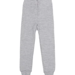 Unterhose lang Wolle Seide Ringel grau 98