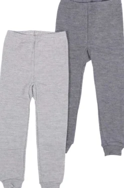 Unterhose lang Wolle Seide Ringel grau 98