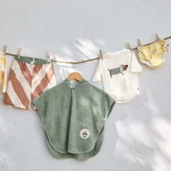 UV-Bade-Shorts creme-braun gestreift 110