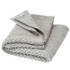 Waben Strickdecke Merinowolle Grau