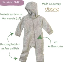 Walkoverall "Zipper" mit Reißverschluss grau 50/56