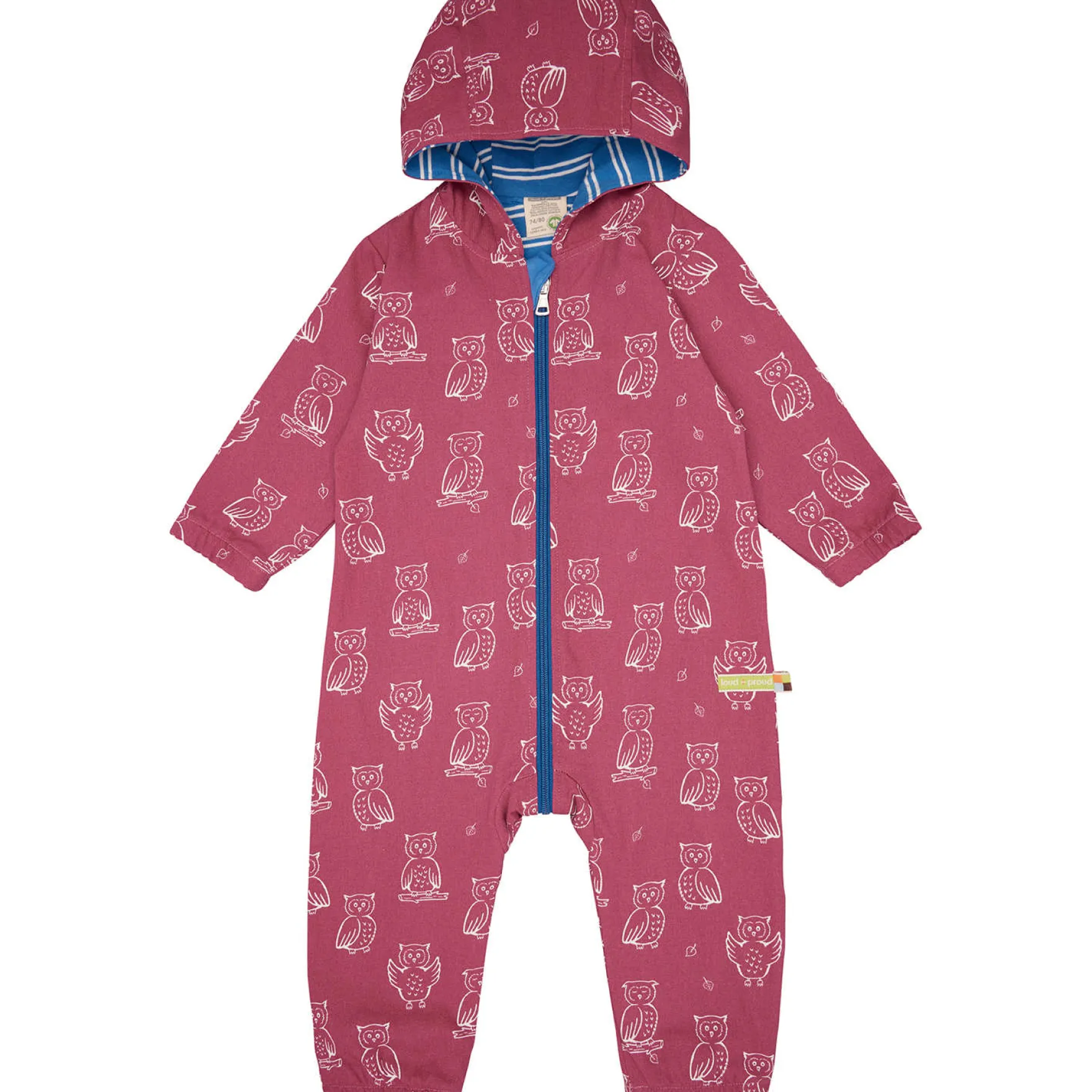 Wasserabweisender Overall "Eule" rouge 62/68