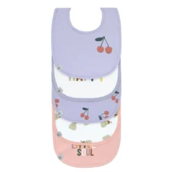 Wasserdichte Lätzchen 5er Set "Kirsche" lila