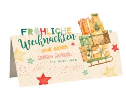 Weihnachtskarte Geschenkeschlitten
