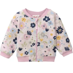 Wende-Sweatjacke "Bunte Blüten" hellrosa 62/68