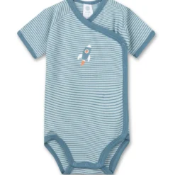Wickelbody kurzarm "Rakete" steinblau 62
