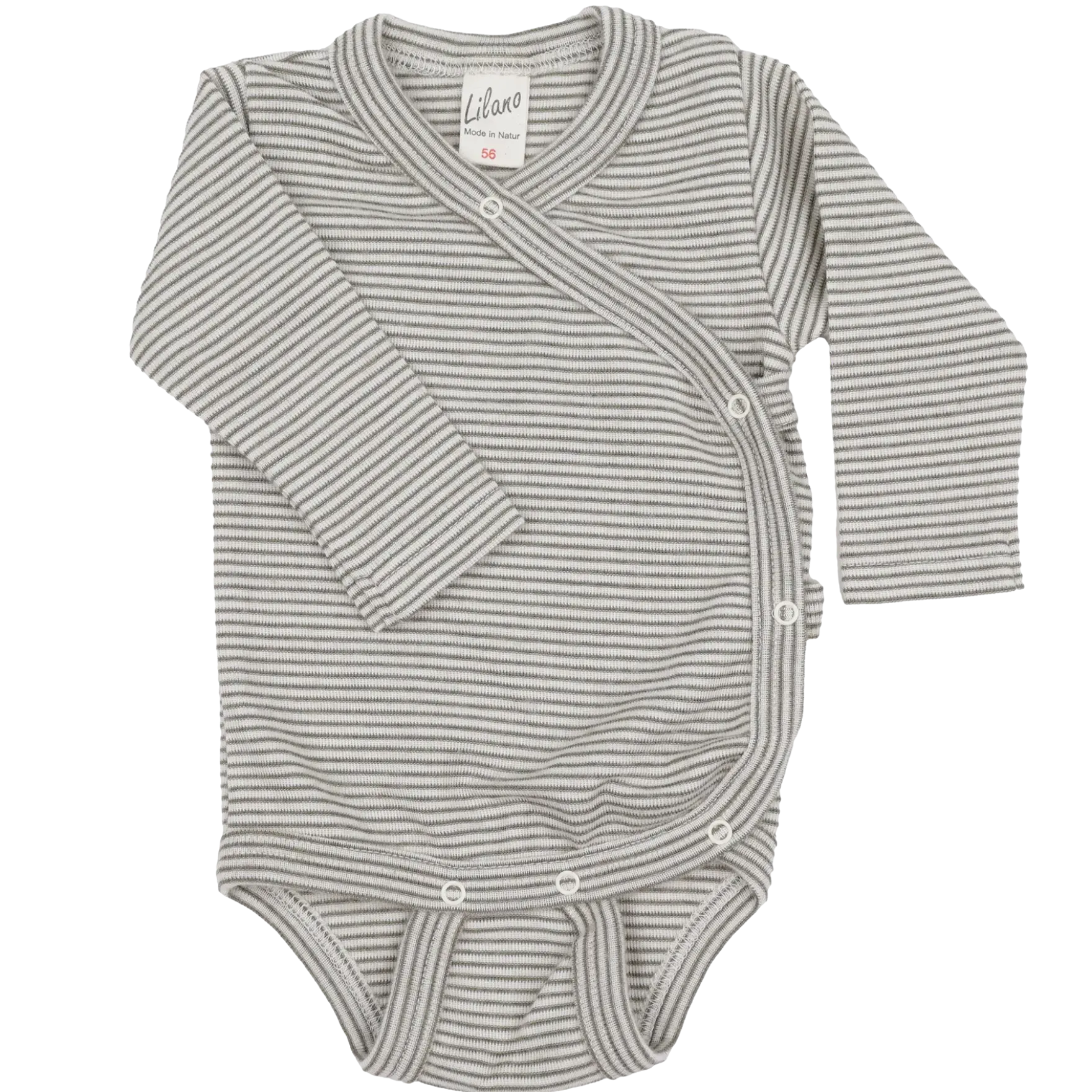 Wickelbody Wolle Seide Ringel khaki 56