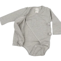 Wickelbody Wolle Seide Ringel khaki 56