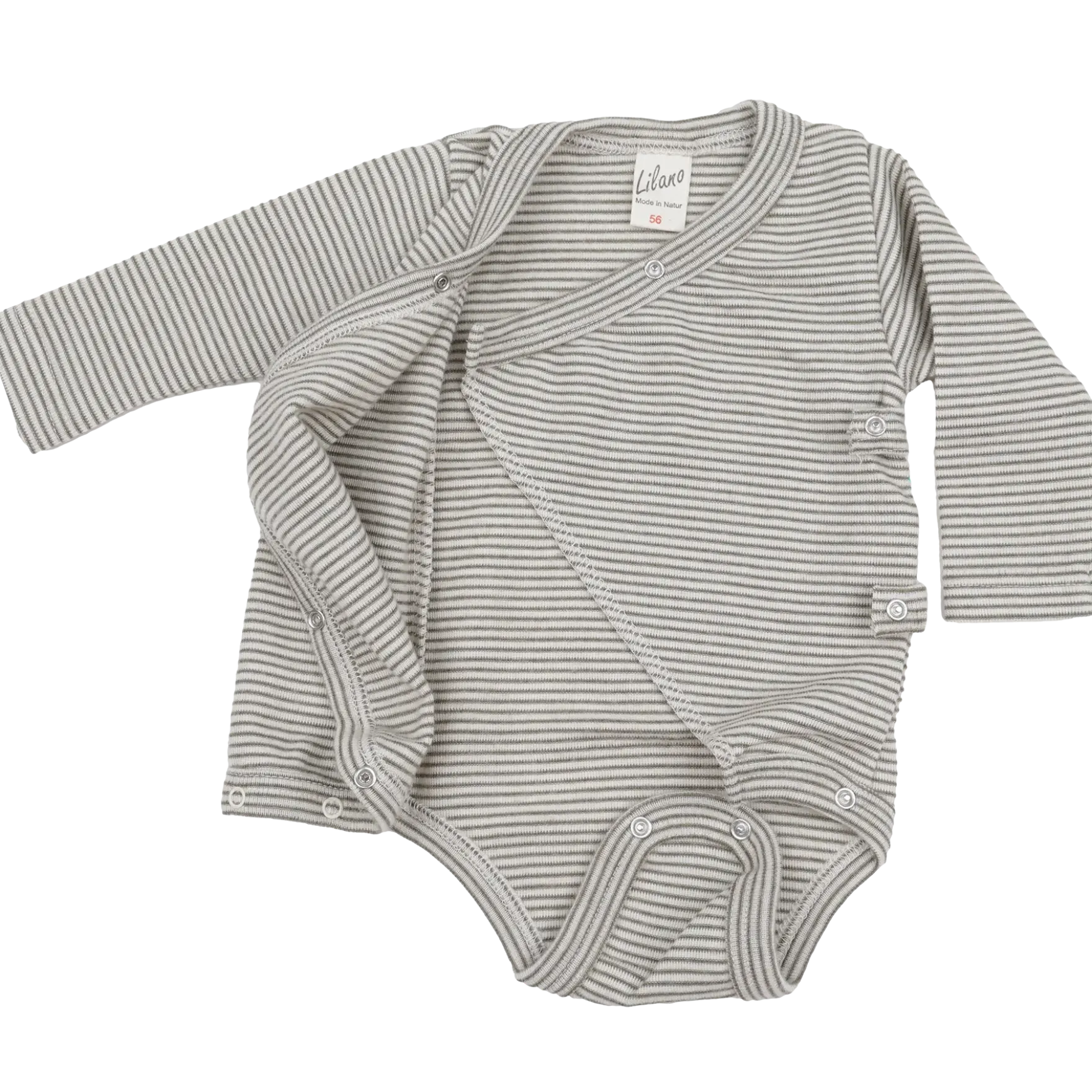 Wickelbody Wolle Seide Ringel khaki 56