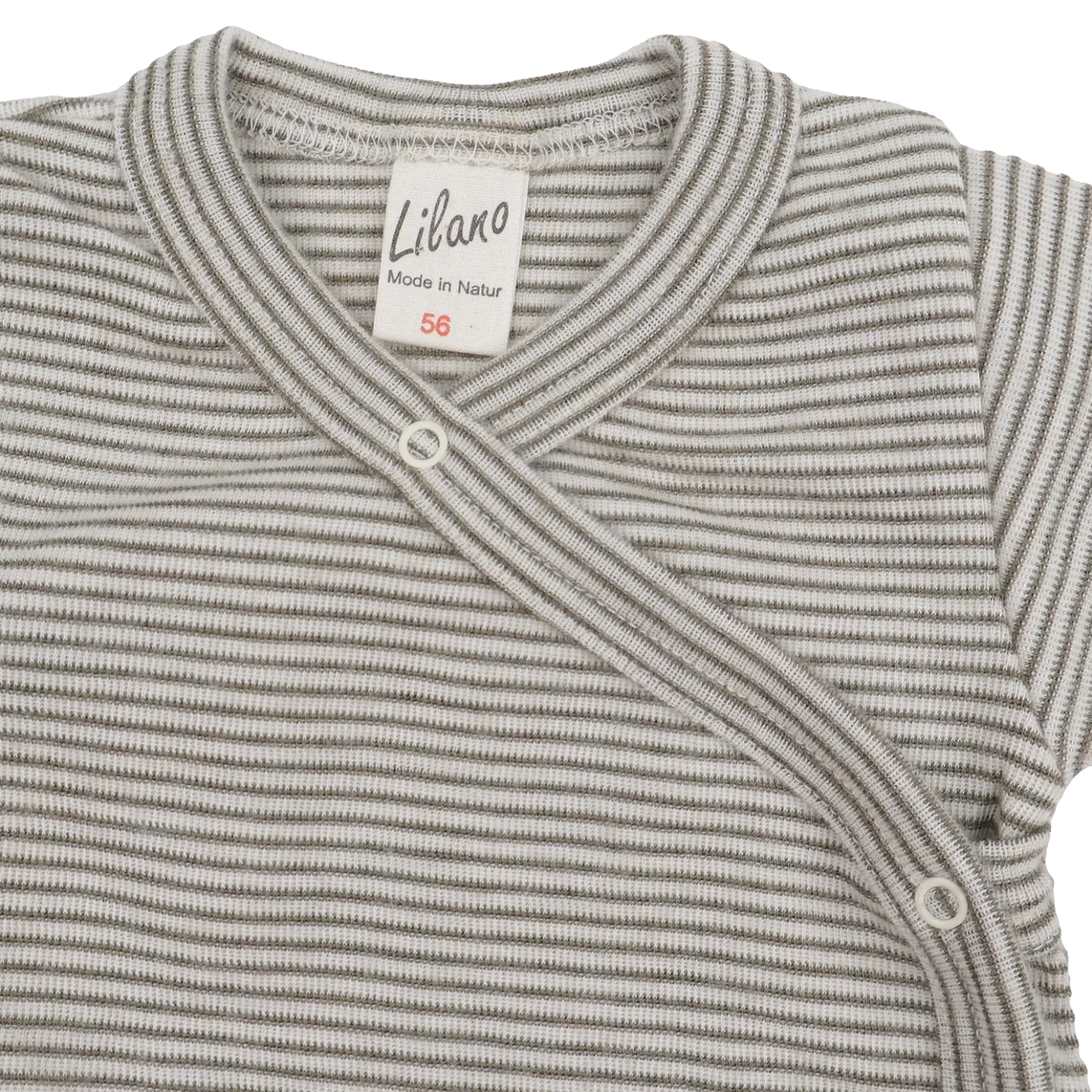 Wickelbody Wolle Seide Ringel khaki 56