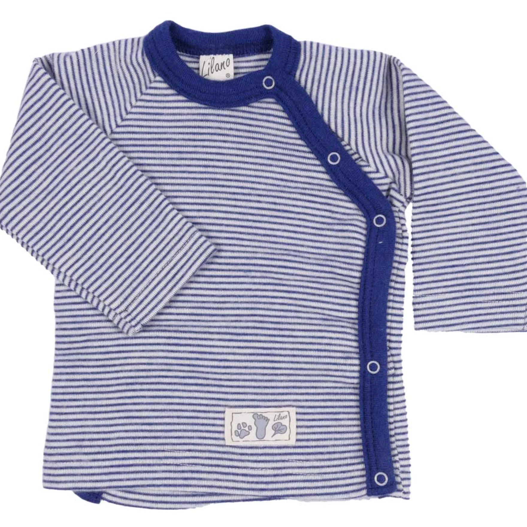 Wickelshirt Wolle Seide Ringel marine 56