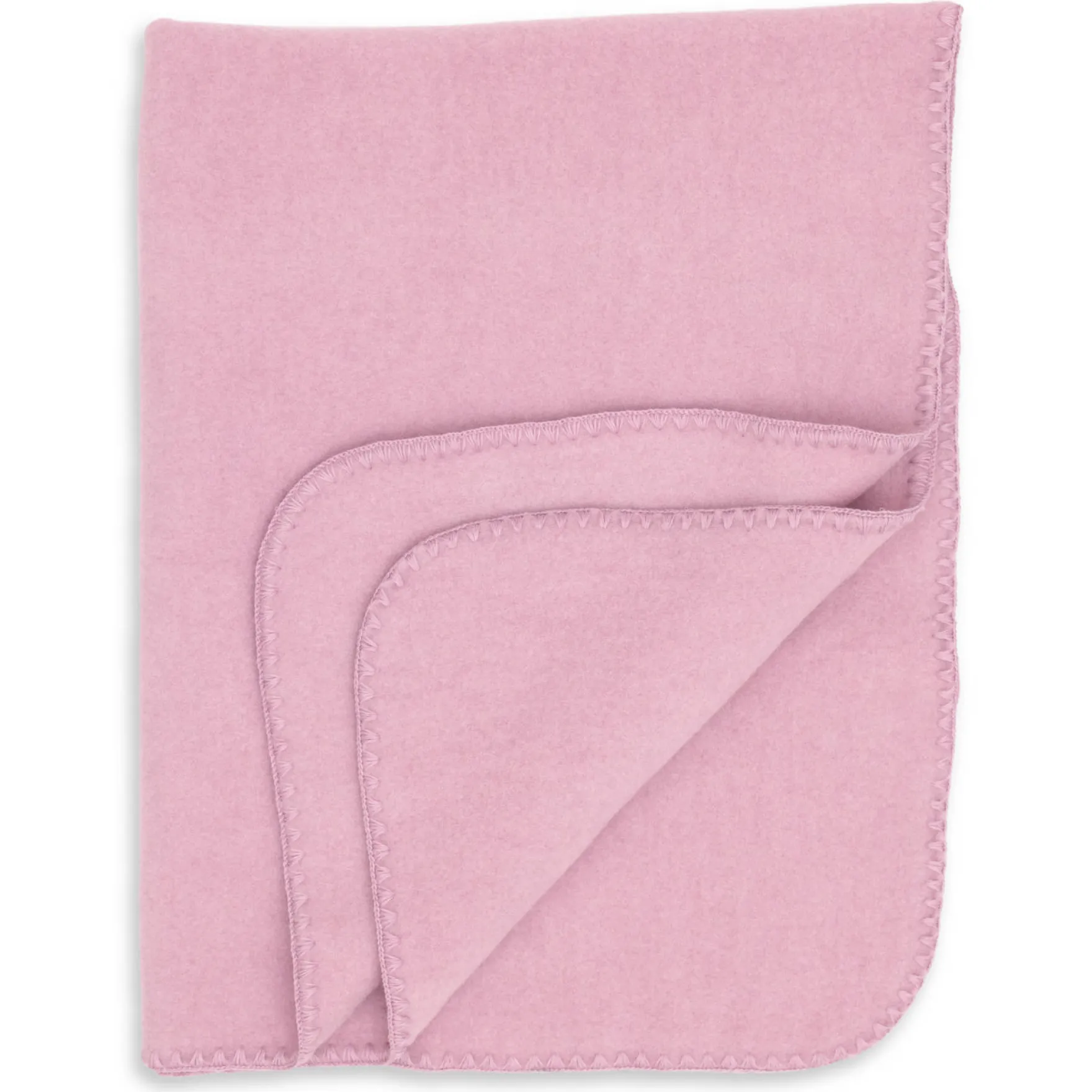 Wollfleece Decke rosa mit Muschelkante
