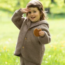 Wollfleece Jacke walnuss 62/68