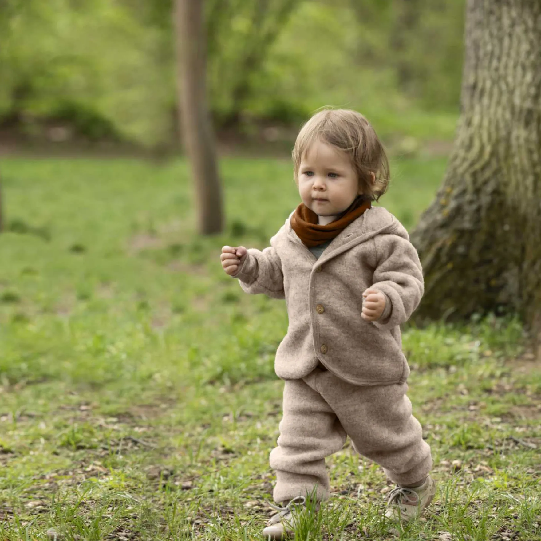 Wollfleece Overall bergblau melange 50/56